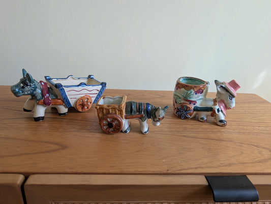 Set of 3 Planters with Donkey and Cart Motif