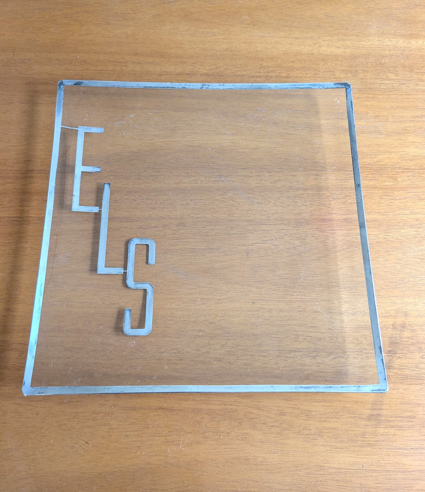 \Square Silver Overlay on Glass Monogrammed Tray ELS Initials