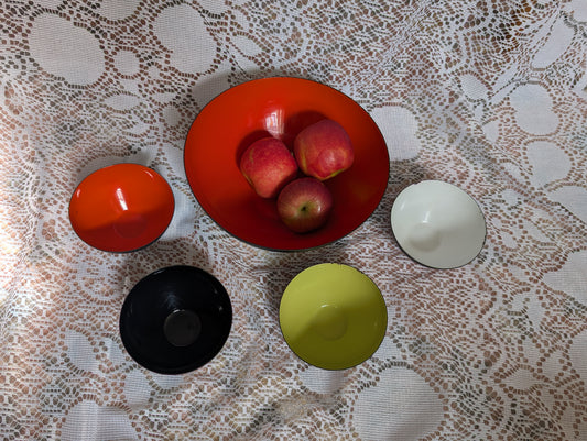 5 Mid Century Enamel Bowls