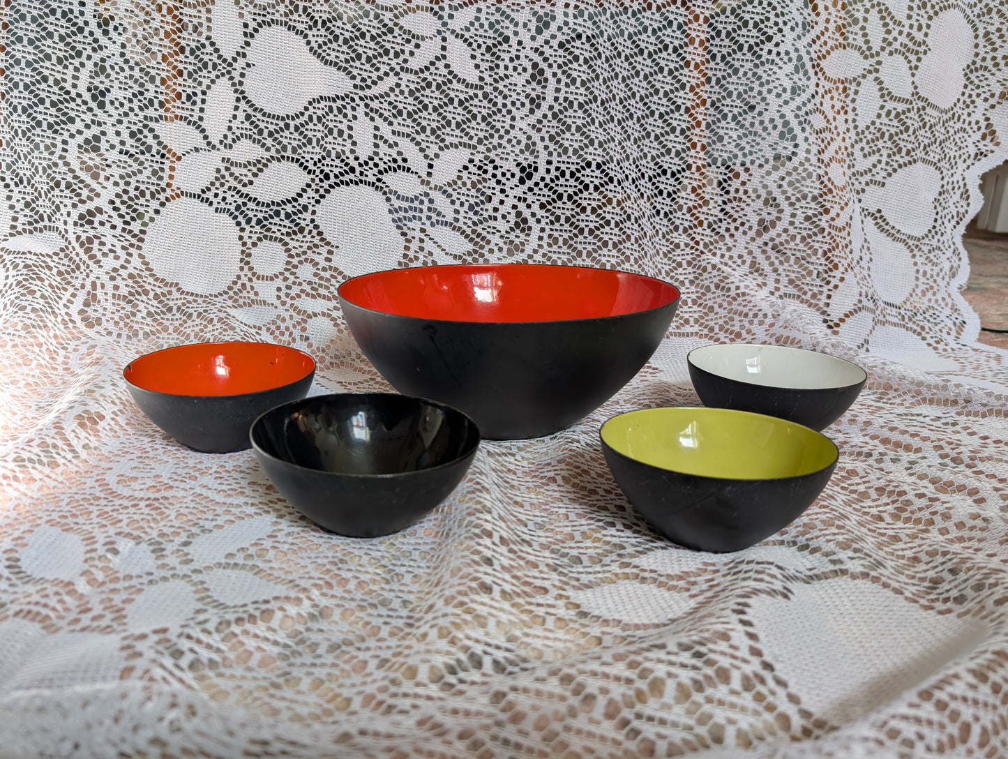 5 Mid Century Enamel Bowls