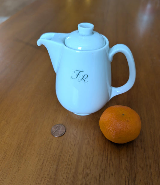 Rosenthal Germany Ceramic White Mini Tea Pot Personalized with Initials FR