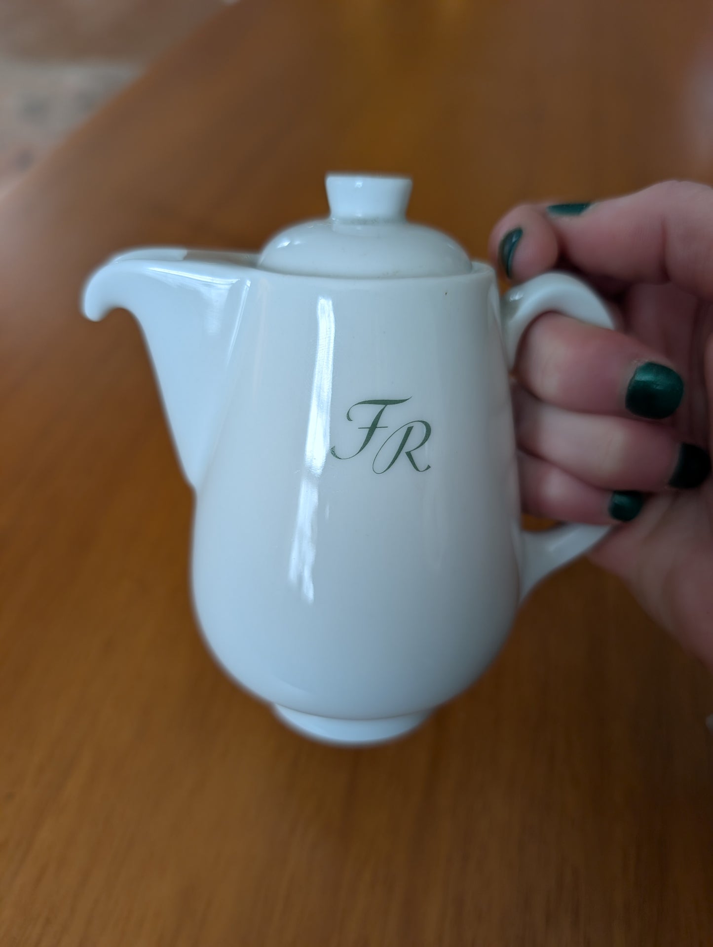 Rosenthal Germany Ceramic White Mini Tea Pot Personalized with Initials FR