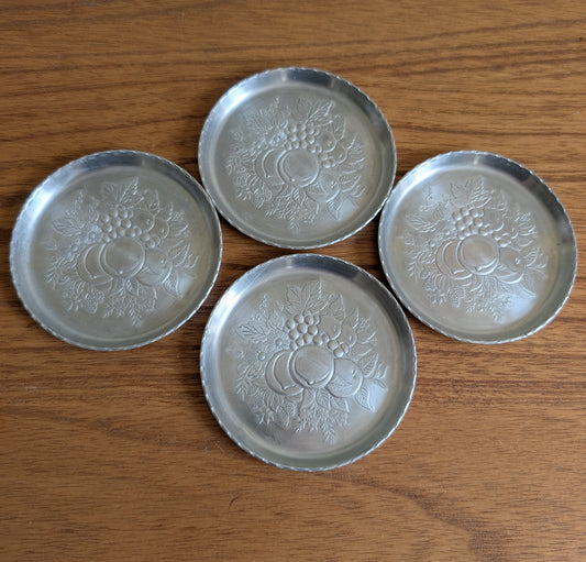 Pressed Aluminum Coasters Set of 4 Fruit and Wildflower