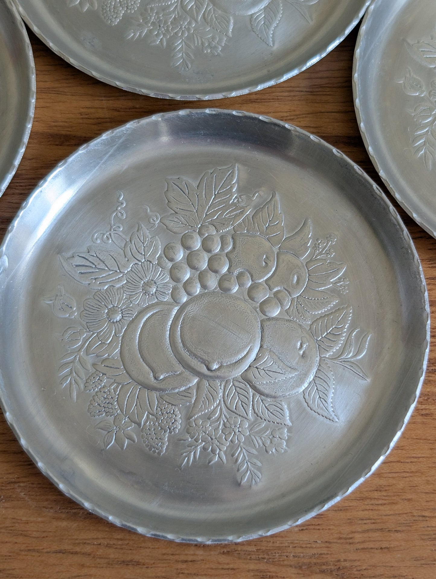 Pressed Aluminum Coasters Set of 4 Fruit and Wildflower