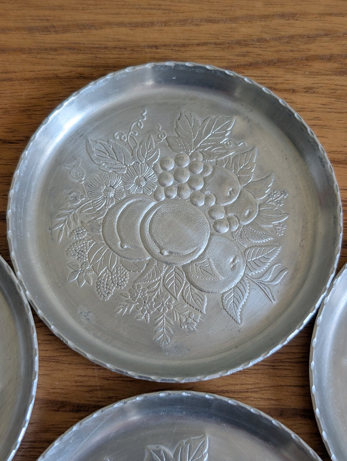 Pressed Aluminum Coasters Set of 4 Fruit and Wildflower