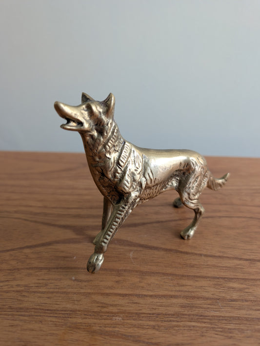 Brass German Shephard Dog Figurine