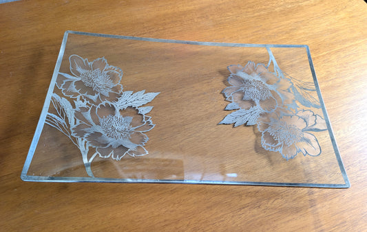 Vintage Silver Overlay on Glass Floral