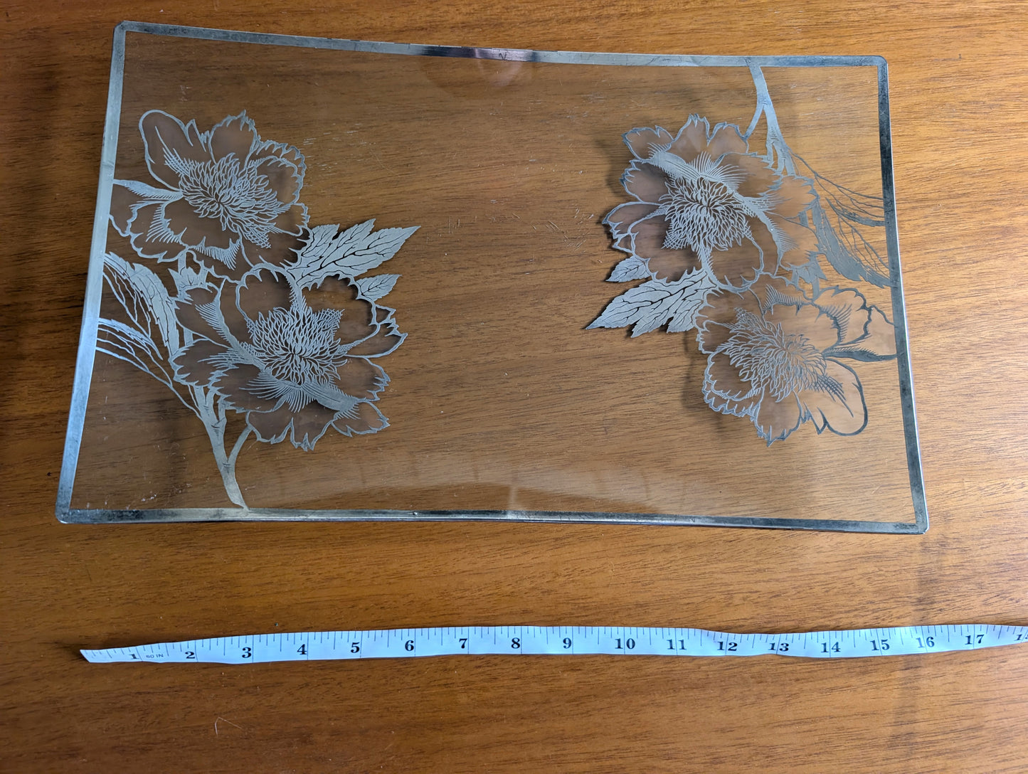 Vintage Silver Overlay on Glass Floral