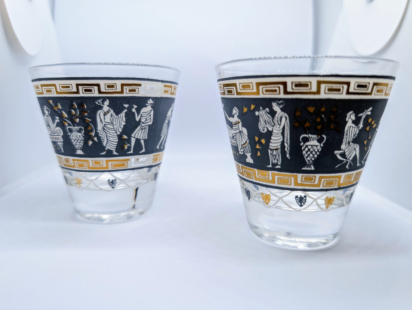 2 Greek Revival Small Cocktail Glasses