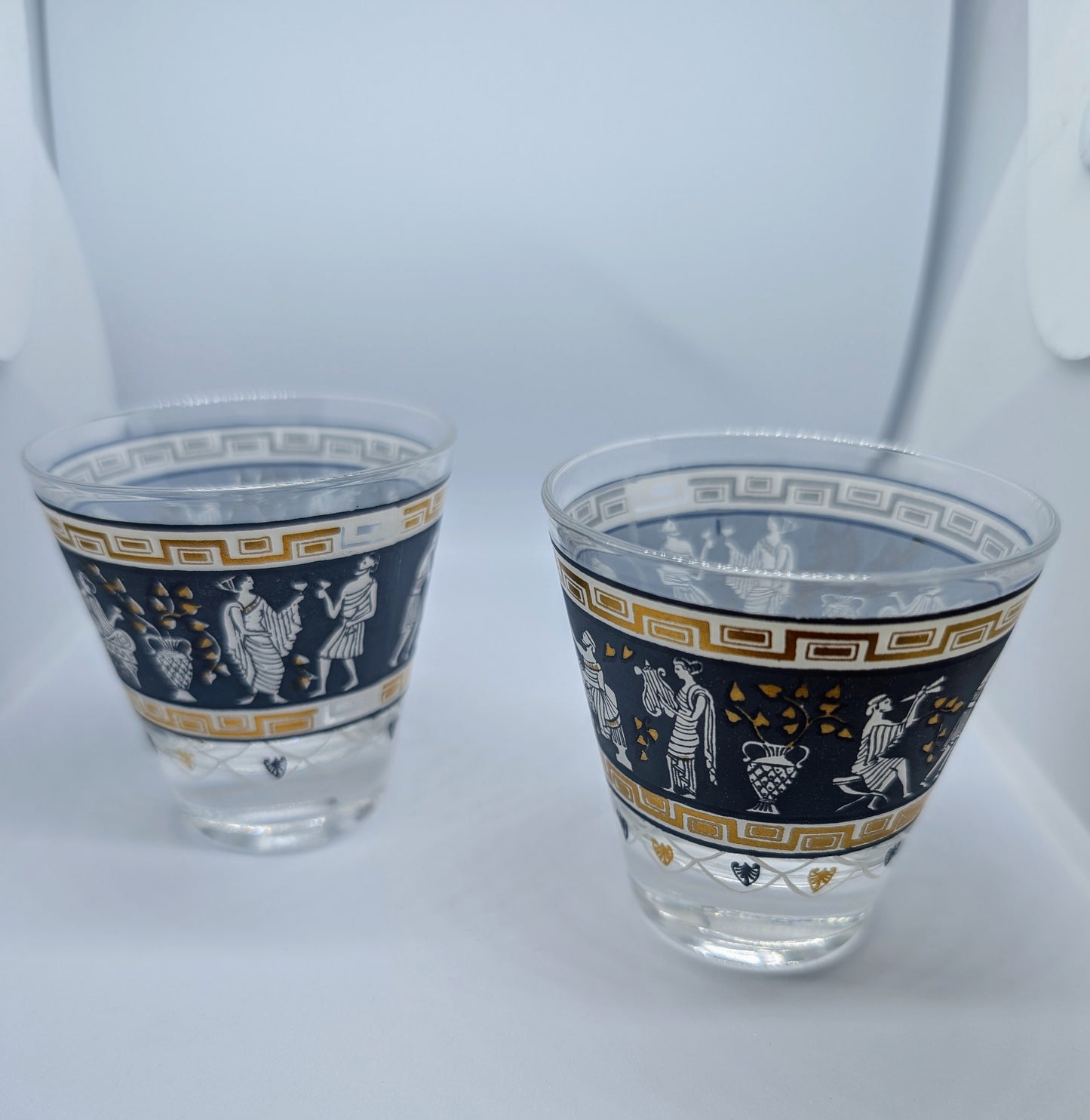 2 Greek Revival Small Cocktail Glasses