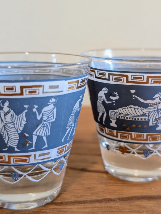 2 Greek Revival Small Cocktail Glasses