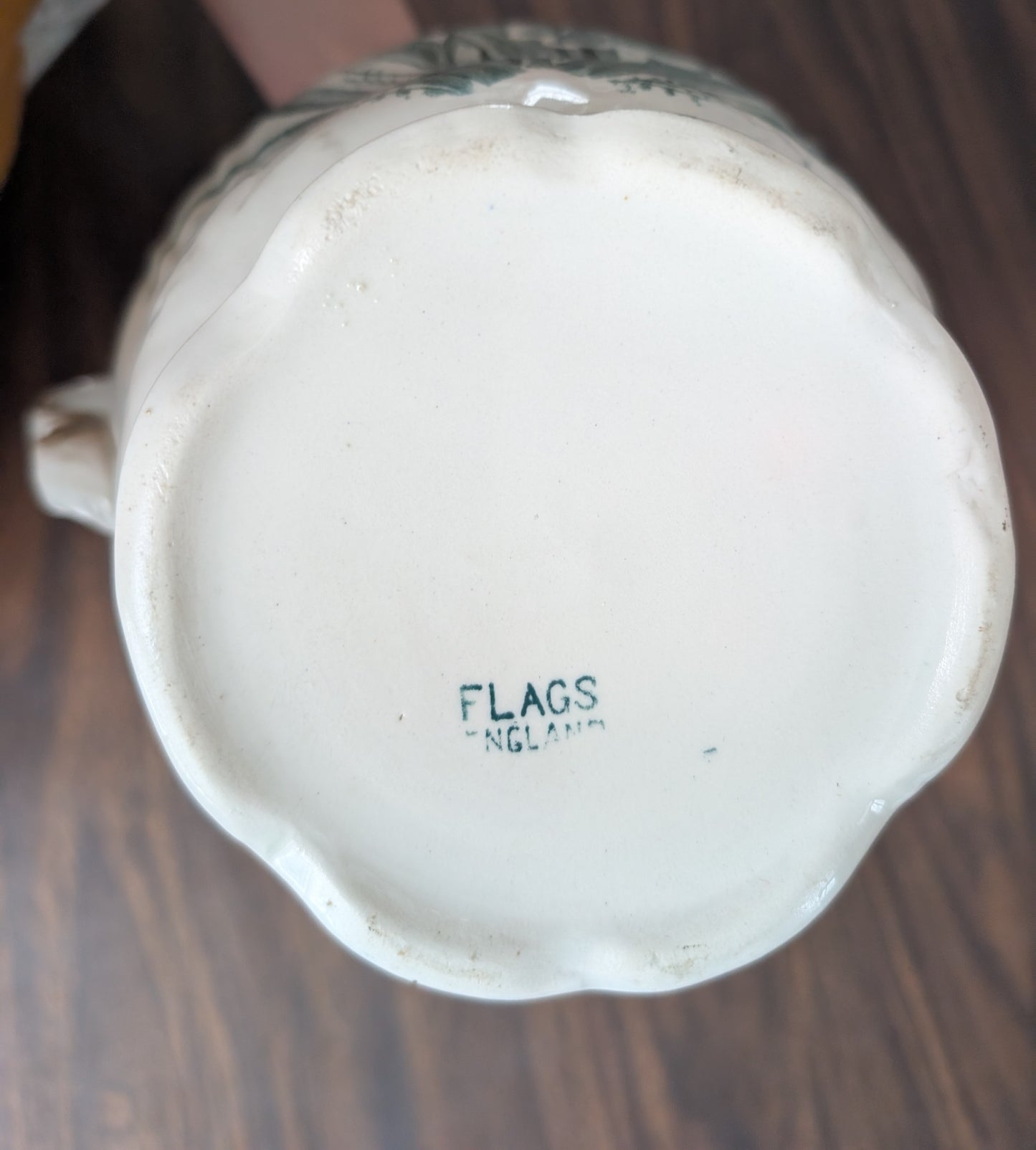 19th Century Flags England Transferware Ironstone Iris Wash Basin + Pitcher