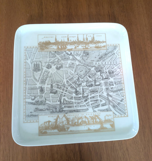 Studio Hamburg Germany Square Porcelain Plate by Uhlenhorst GEGR 1849  10inx10in