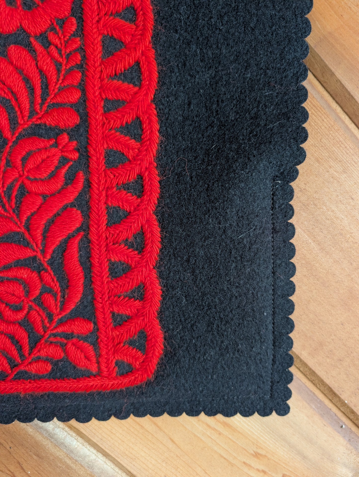 Hungarian Folk Art Black and Red Wall Hanging