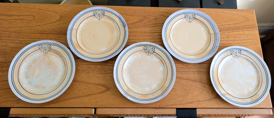 5 Art Deco Hand Painted Japanese Lusterware Salad Plates