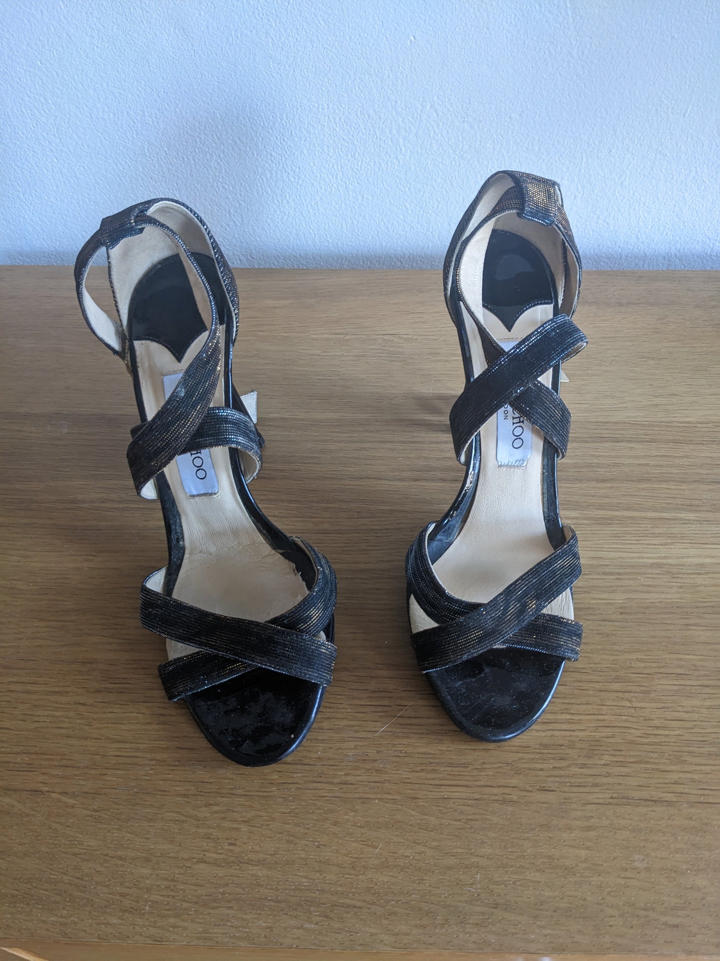 Used Jimmy Choo Shoes Strappy Stilettos Sandals Size 39.5