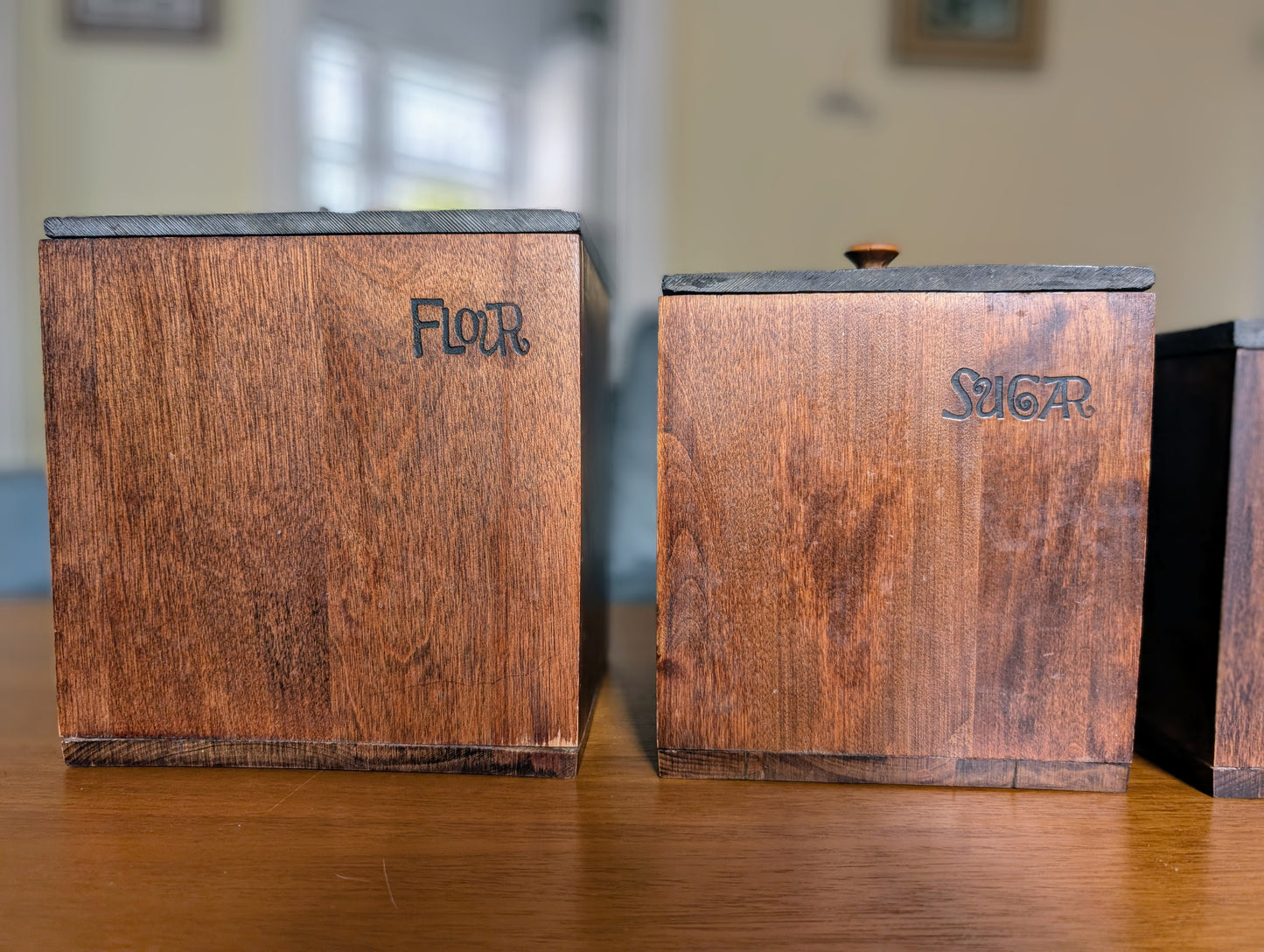 Kitchen Canisters Solid Wood and Slate