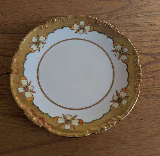 Edwardian LS & S Limoges Gilt Floral 8" Plate Antique