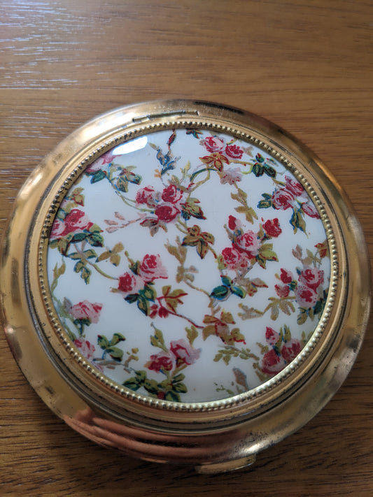 Mid-Century Rose Lin Bren Powder Compact with Mirror