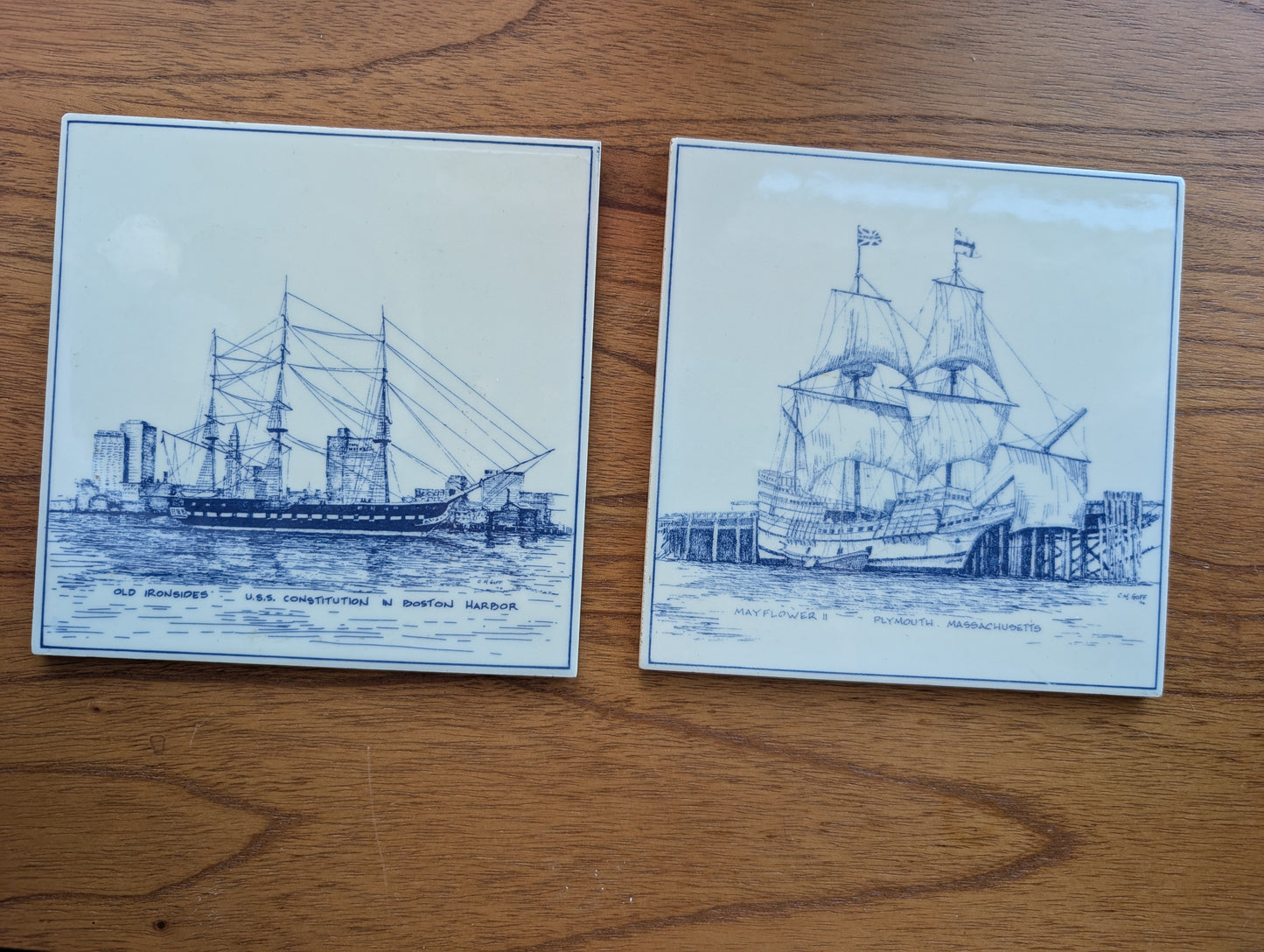 Vintage Pair of Delft Hand Painted Tiles