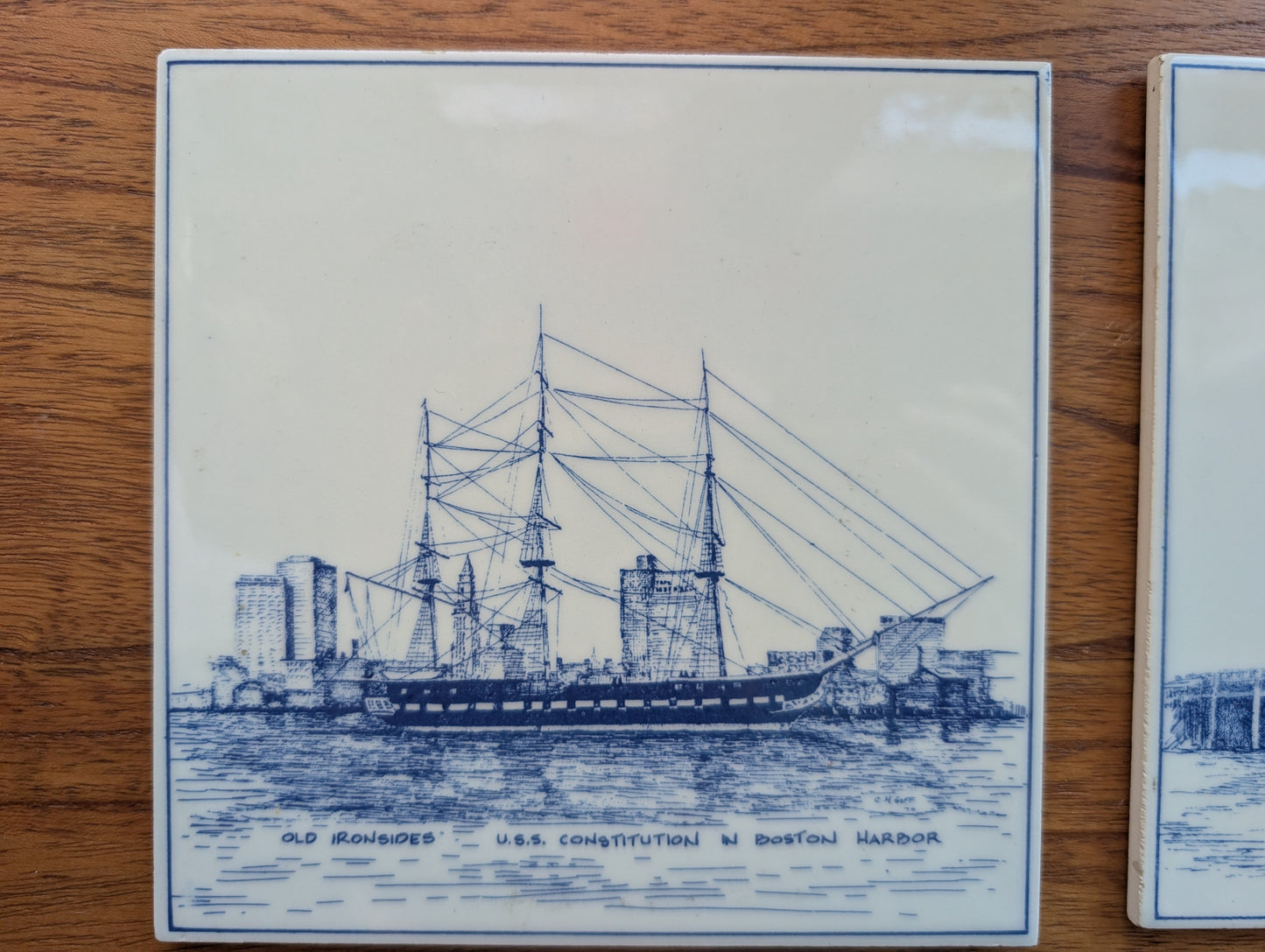 Vintage Pair of Delft Hand Painted Tiles