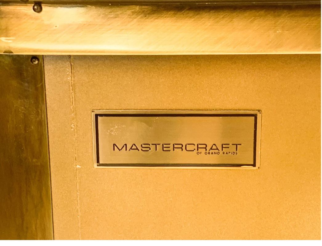 MCM Mastercraft Brass & Burl Wood Credenza
