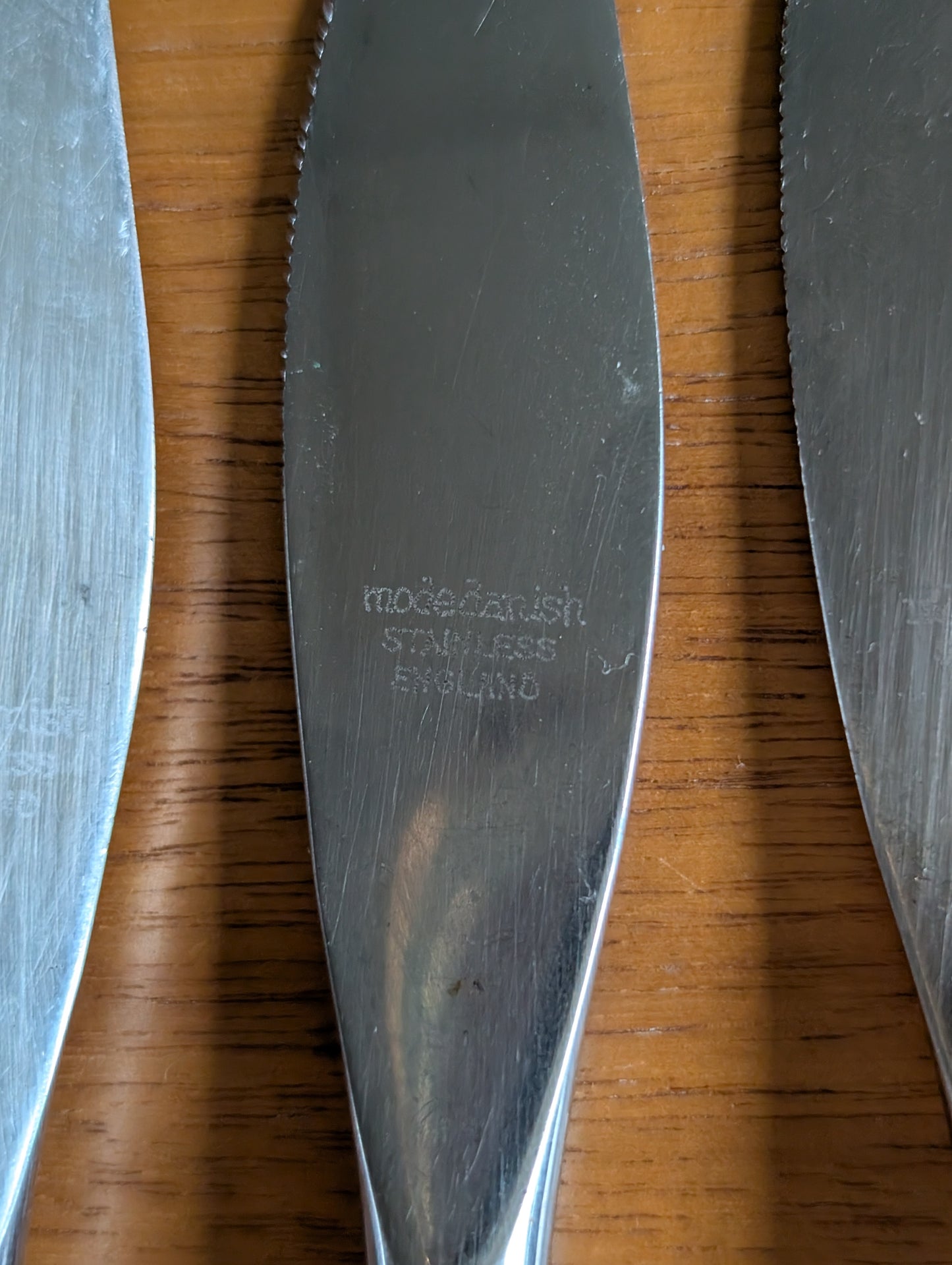 3 MCM Mode Danish Stainless Sheffield Flatware Knives