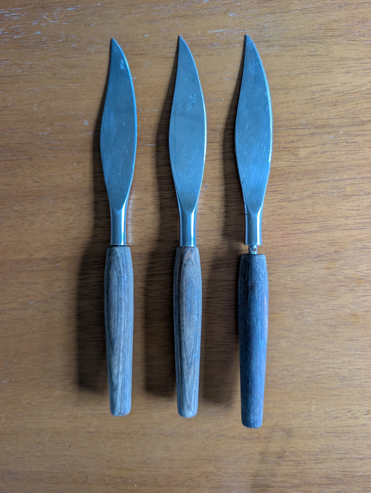 3 MCM Mode Danish Stainless Sheffield Flatware Knives