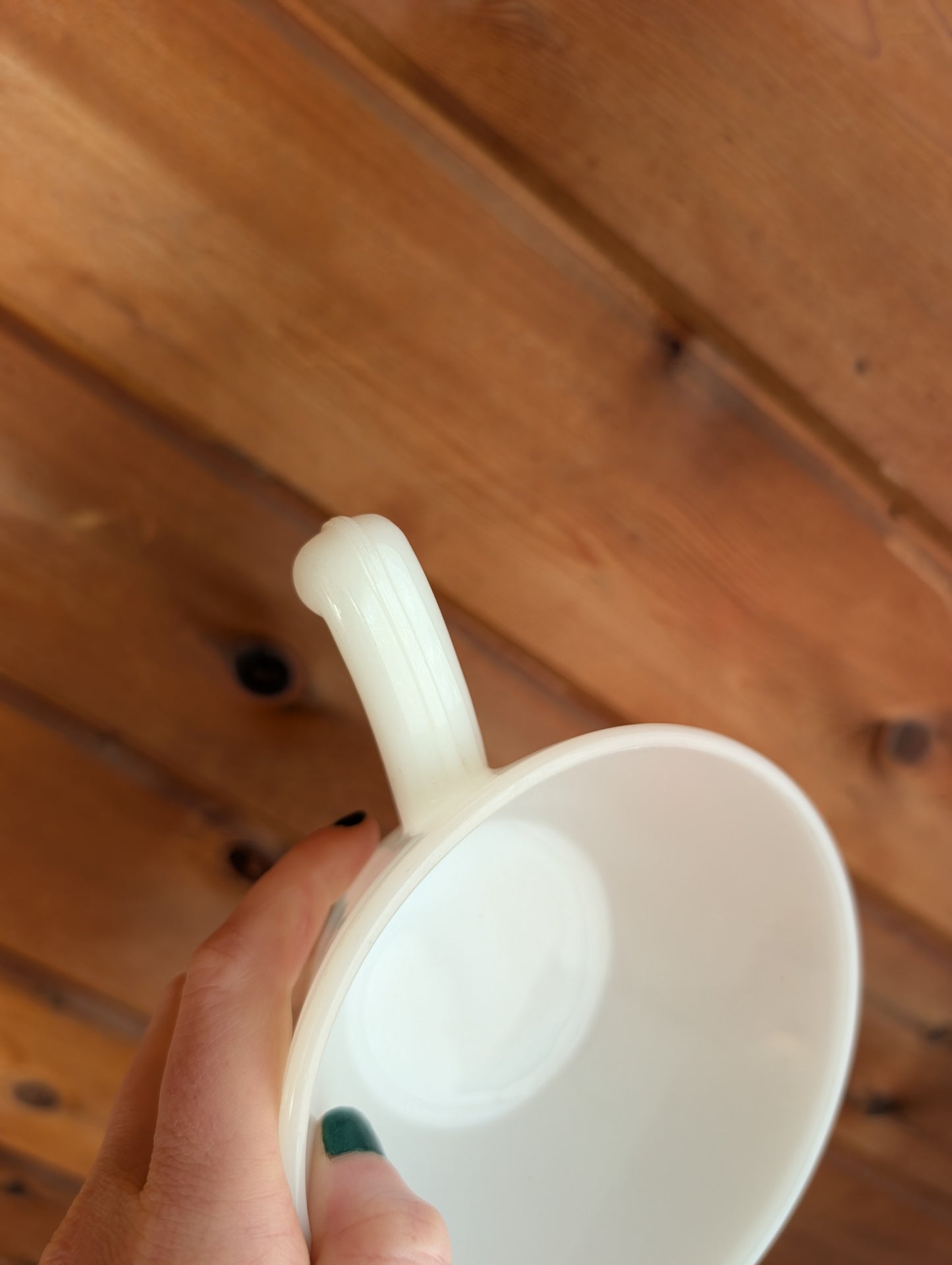 Vintage Anchor Hocking Fire-King  Milk Glass Handled Soup/Chili Bowls. Set of 4.,