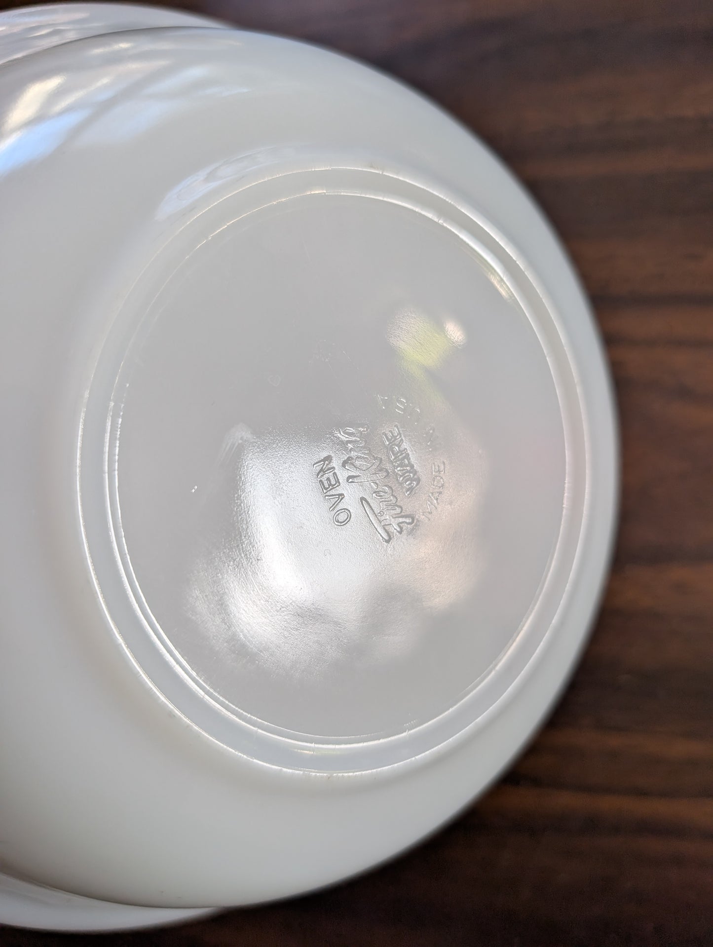 Vintage Anchor Hocking Fire King Milk Glass Serving Bowl with Gold Trim 8.25" Diameter