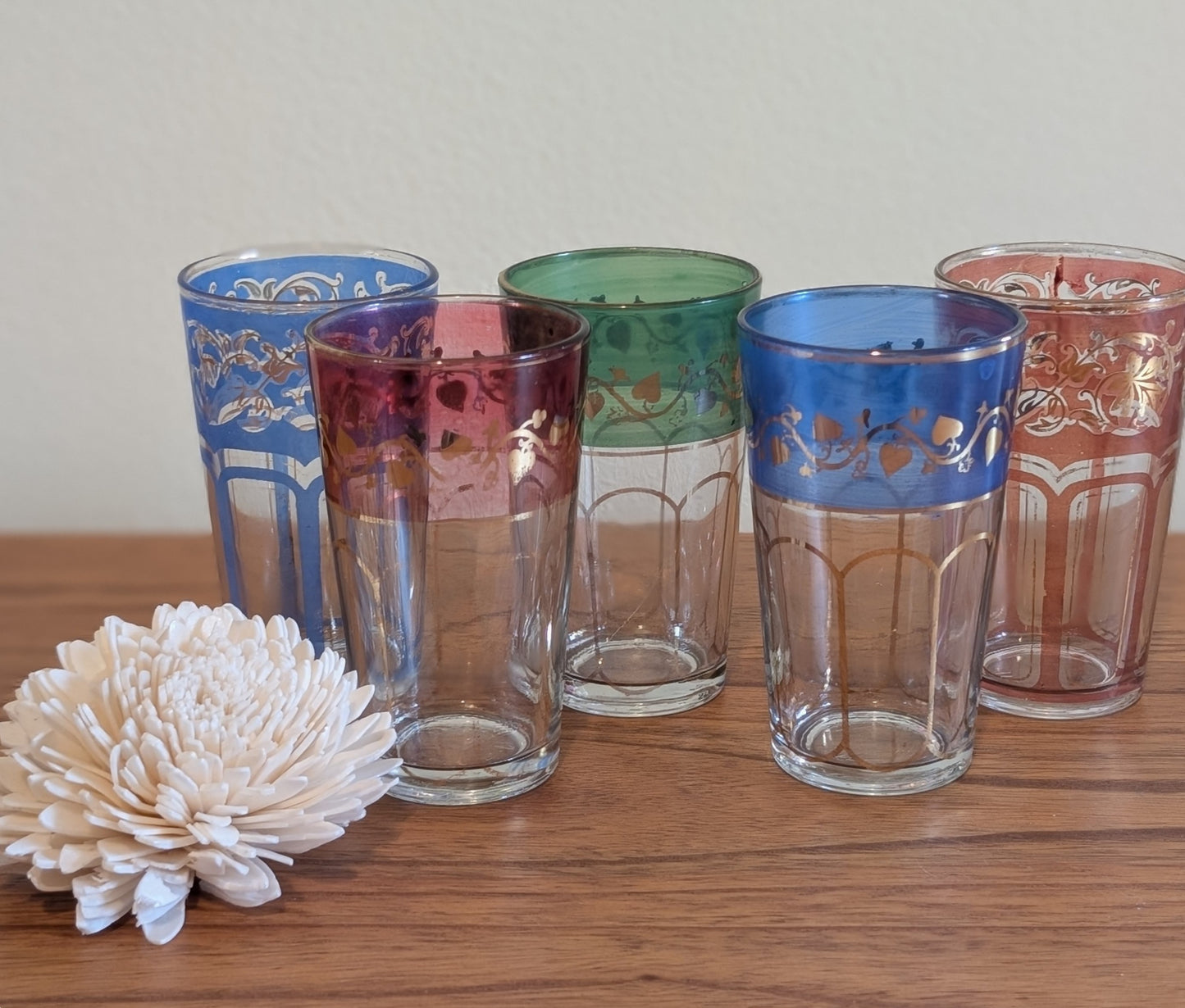 5 Multicolor Glasses from 1950s or 1960s