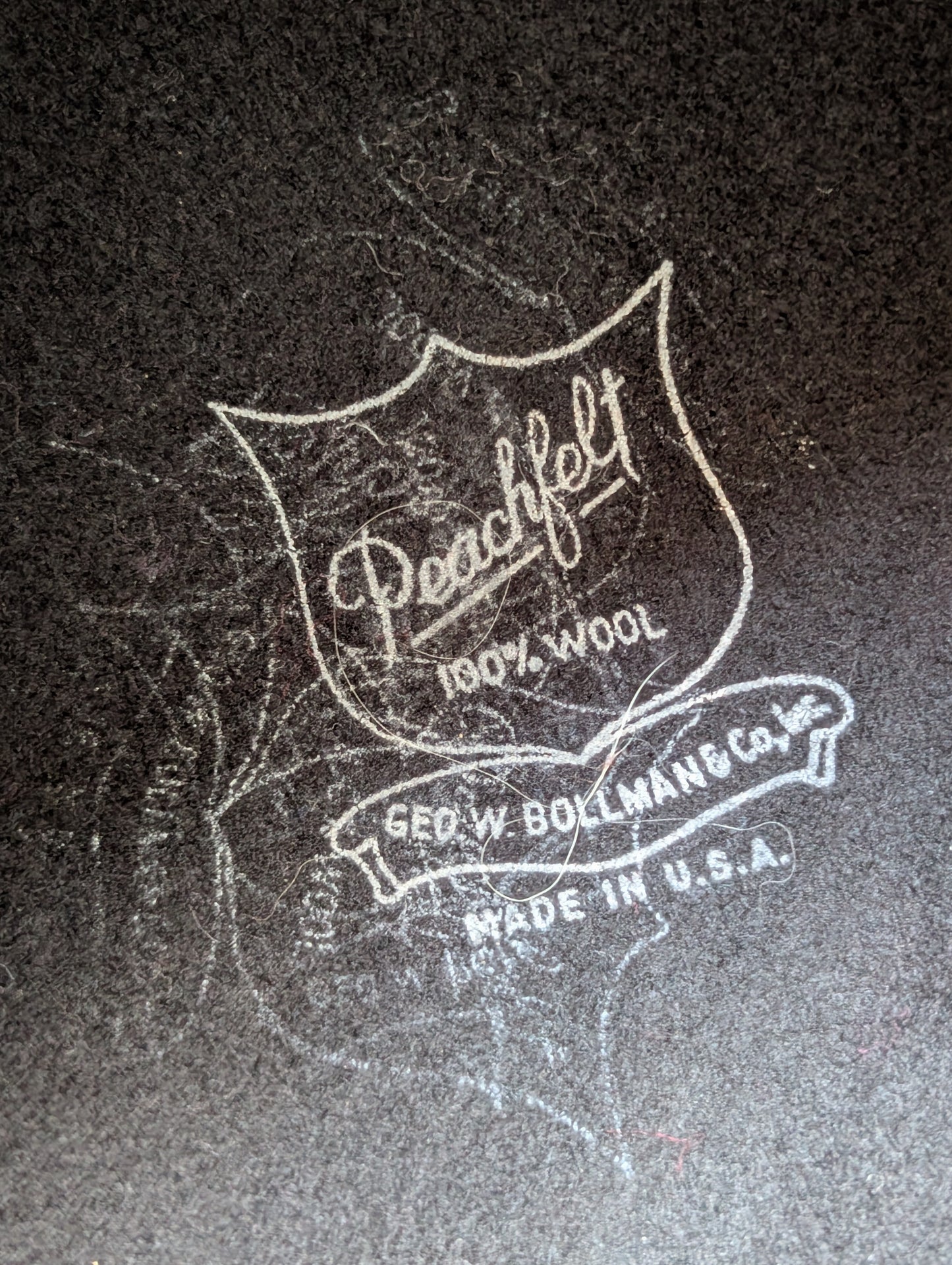 Vintage Wool Peachfelt Black Hat with Scarf in Wilby Hatter Box Lord & Taylor