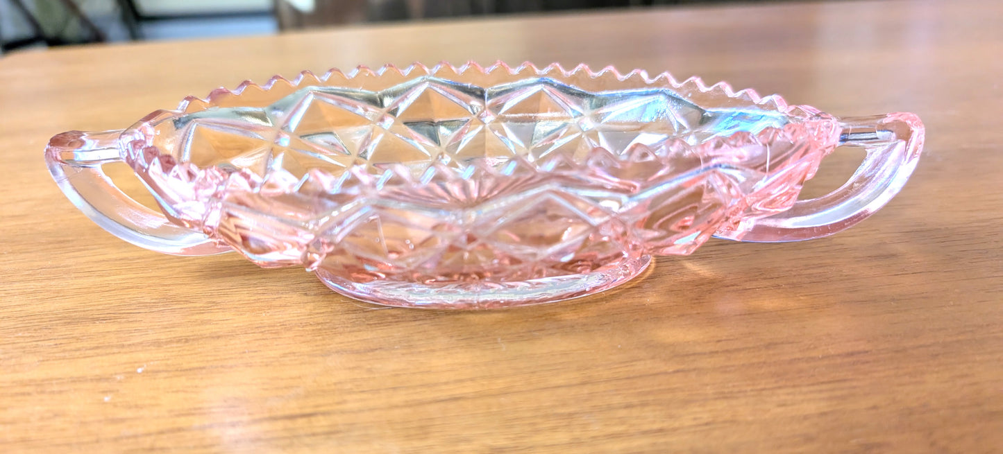 Pink Depression Glass Pickle Dish