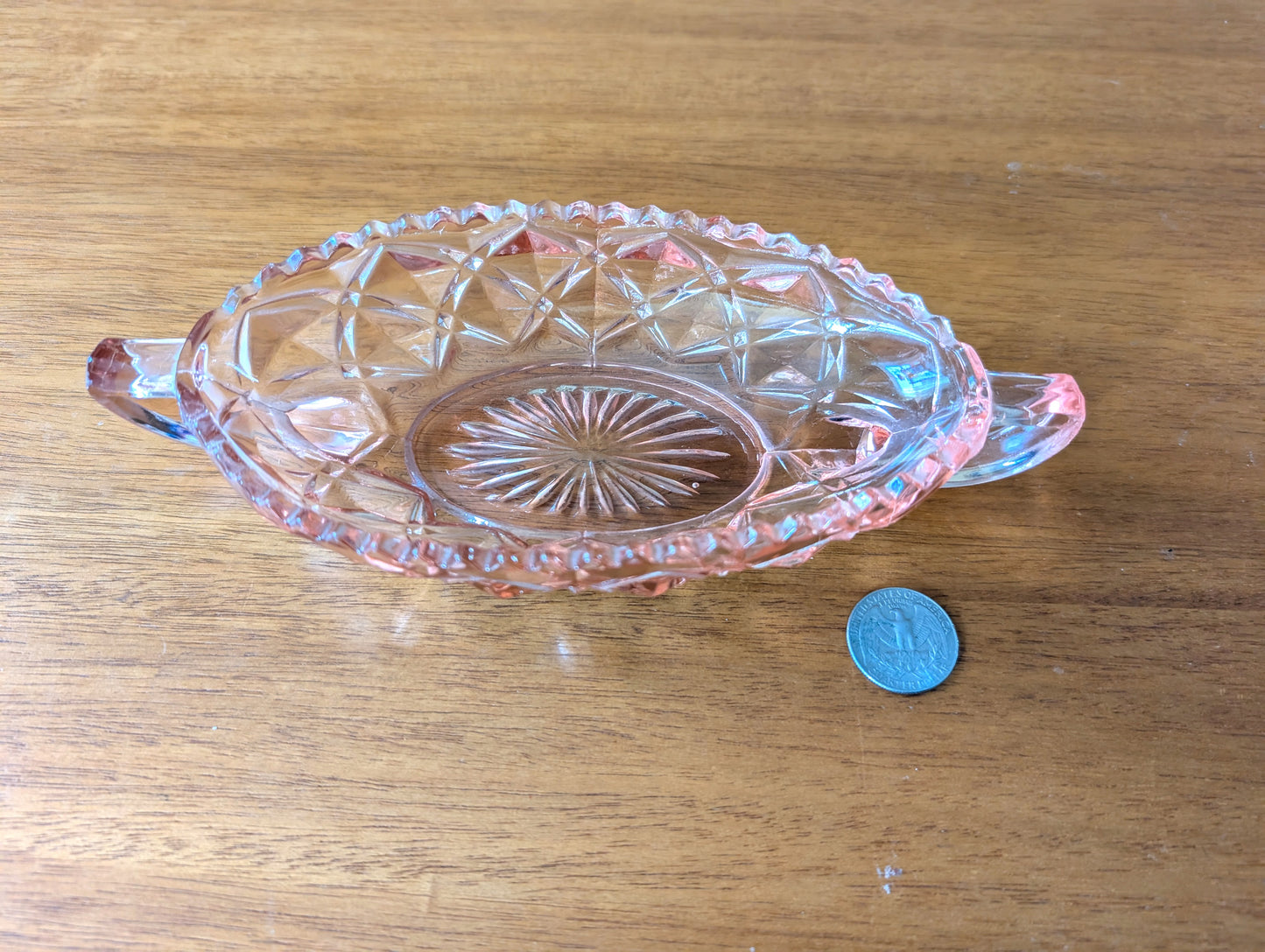 Pink Depression Glass Pickle Dish