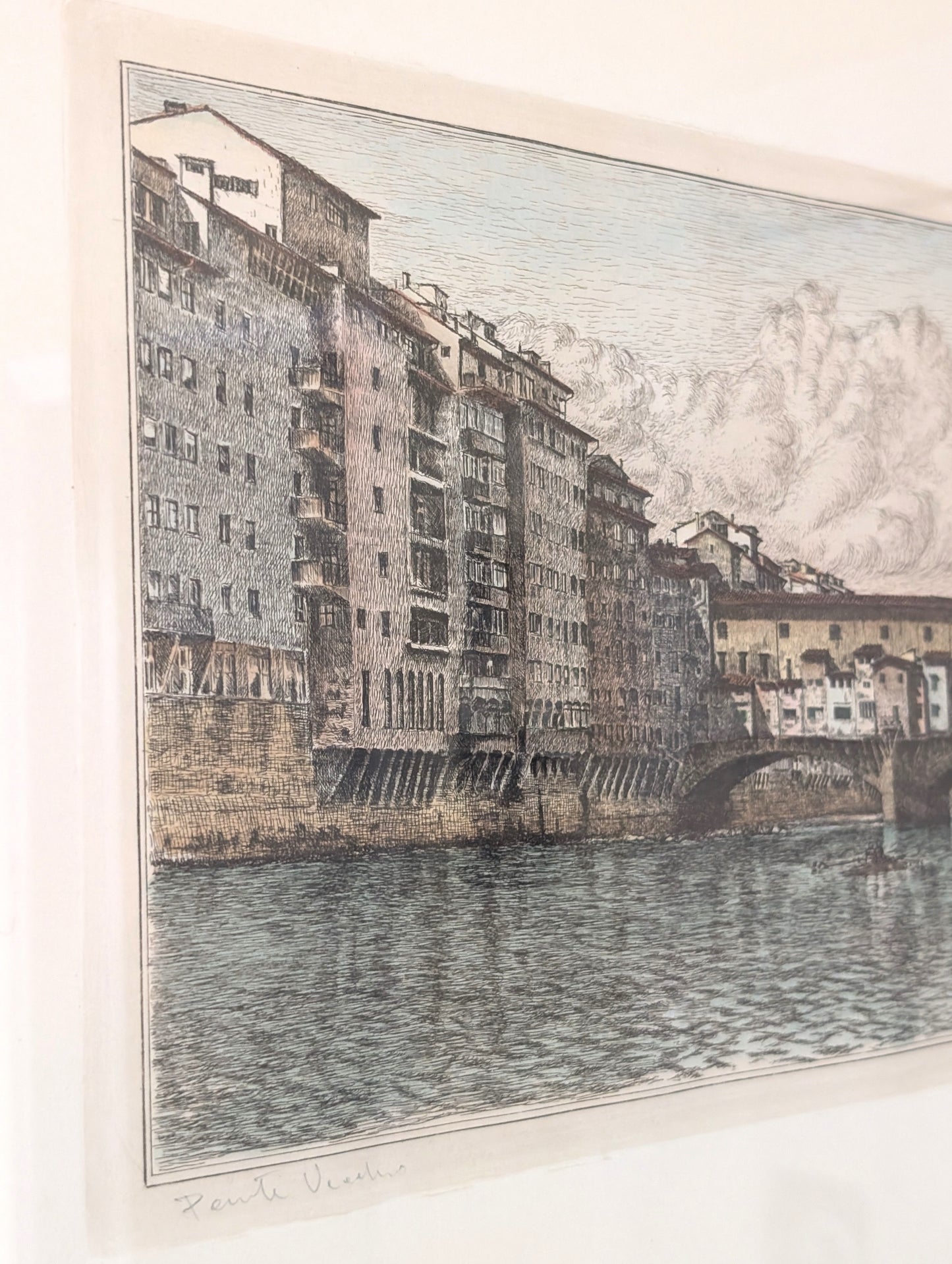 Gianni Raffaelli Signed Etching of the Ponte Vecchio