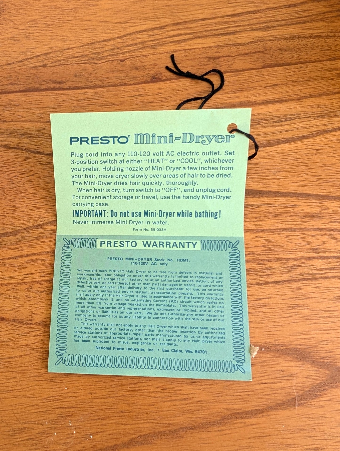 New Vintage Presto Mini Hair Dryer