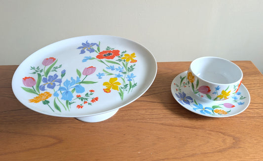Primavera Pedestal Cake Stand and Gravy Bowl by Heinrich