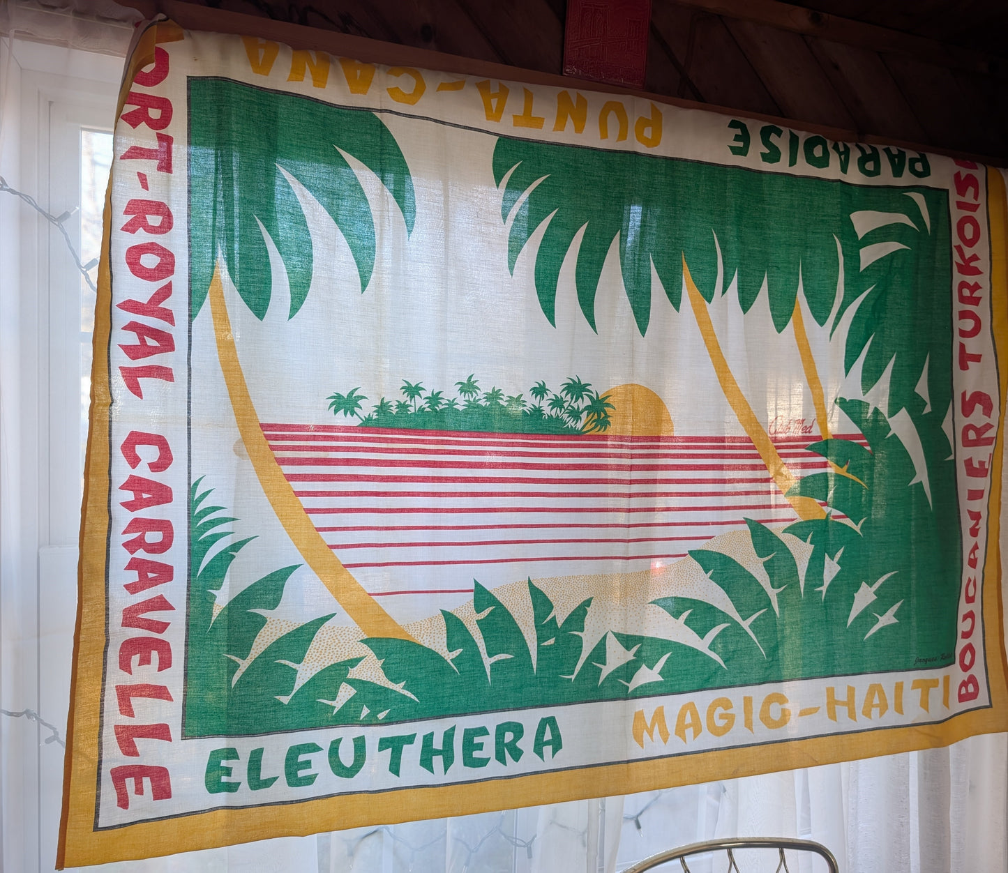 Vintage Jacques Rollet Club Med Punta Cana Wall Hanging, Cover Up or Sarong
