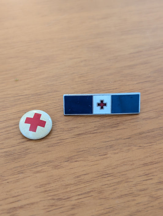 2 Vintage Red Cross Pins