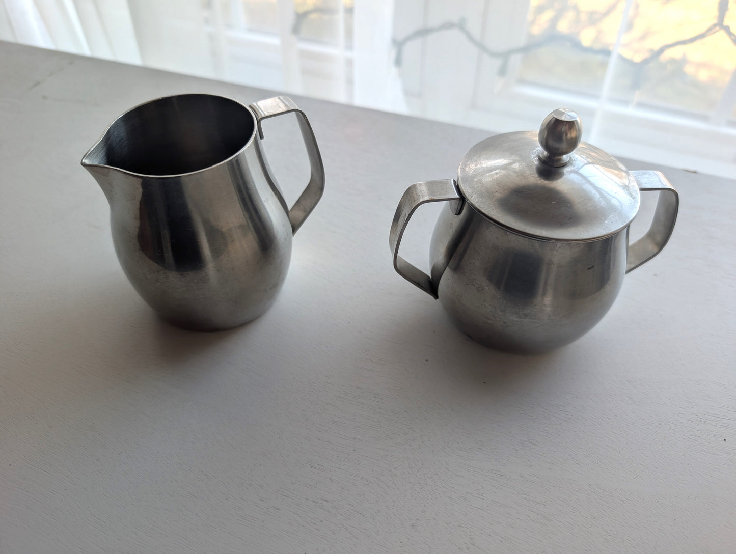 Reed & Barton Two Piece 18/8 Stainless Sugar Bowl and Creamer Set