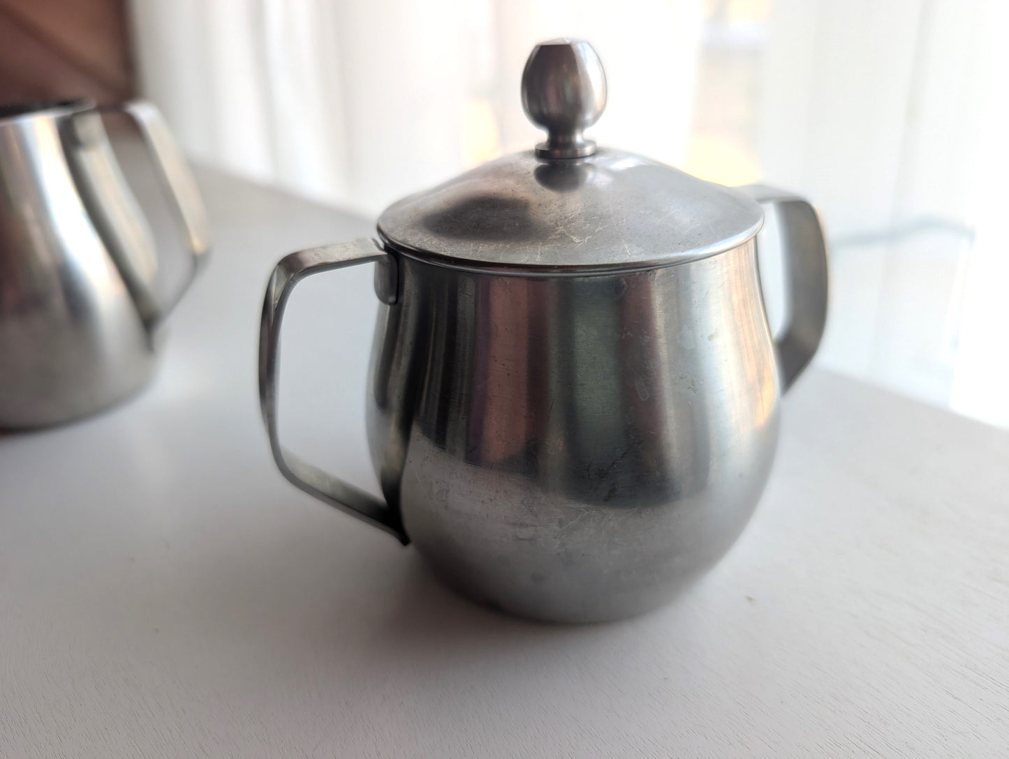 Reed & Barton Two Piece 18/8 Stainless Sugar Bowl and Creamer Set