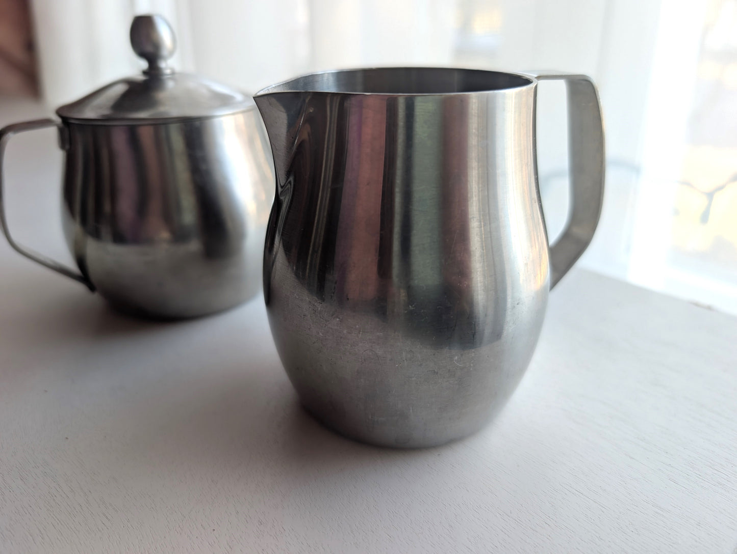 Reed & Barton Two Piece 18/8 Stainless Sugar Bowl and Creamer Set