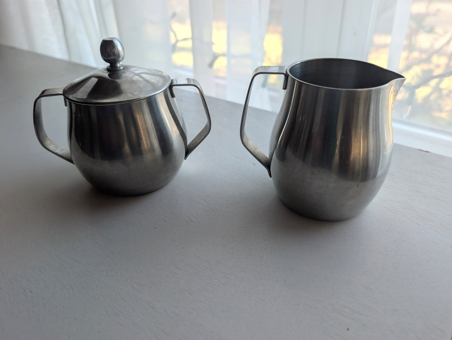 Reed & Barton Two Piece 18/8 Stainless Sugar Bowl and Creamer Set
