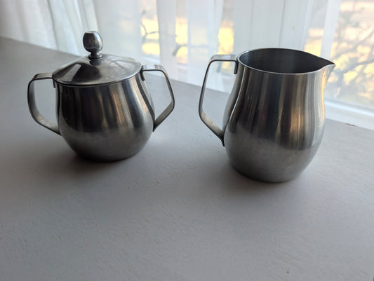 Reed & Barton Two Piece 18/8 Stainless Sugar Bowl and Creamer Set