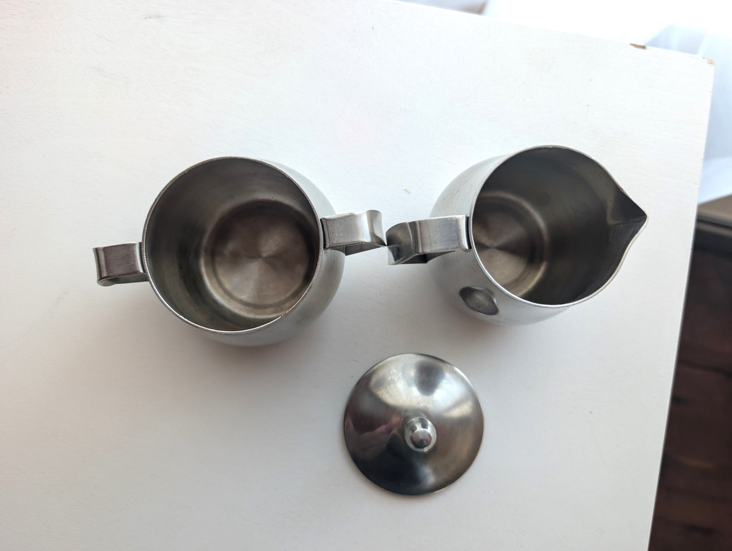 Reed & Barton Two Piece 18/8 Stainless Sugar Bowl and Creamer Set