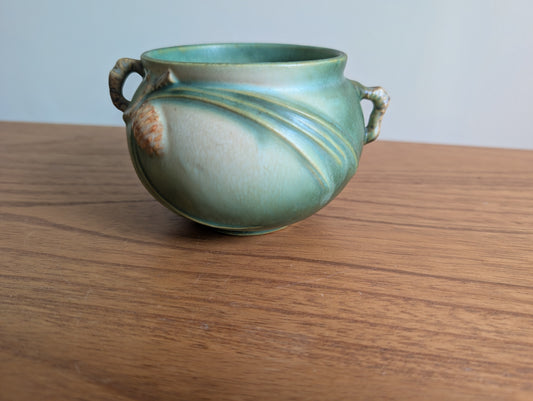 Roseville Pottery Jardinière Green Pine Cone Bowl \