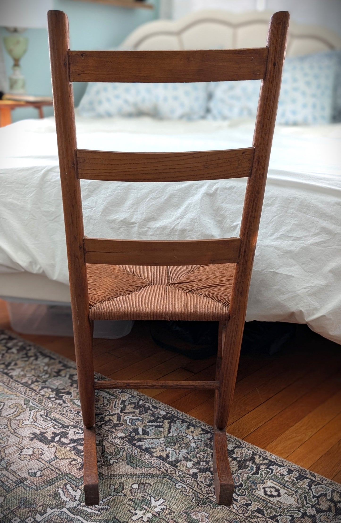 Antique Wood Rush Seat Rocking Chair