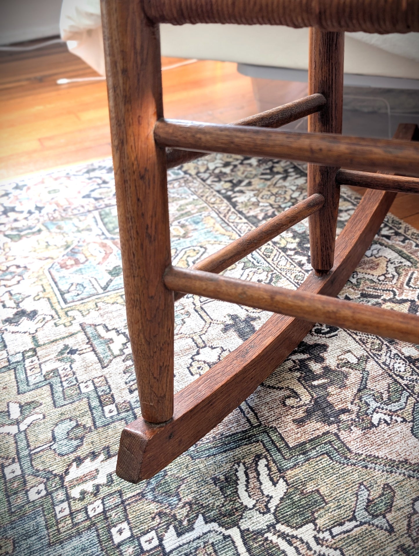 Antique Wood Rush Seat Rocking Chair