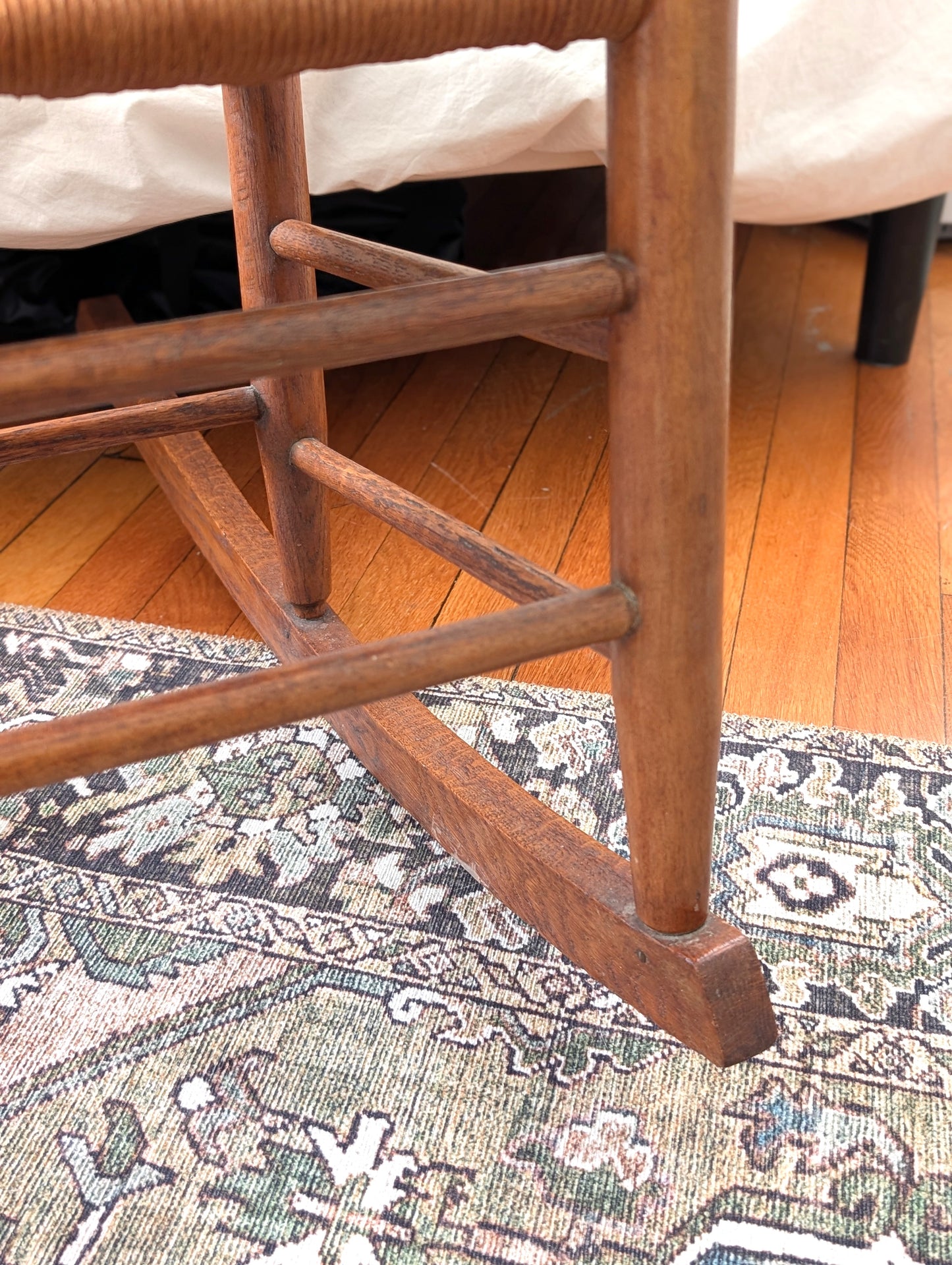 Antique Wood Rush Seat Rocking Chair