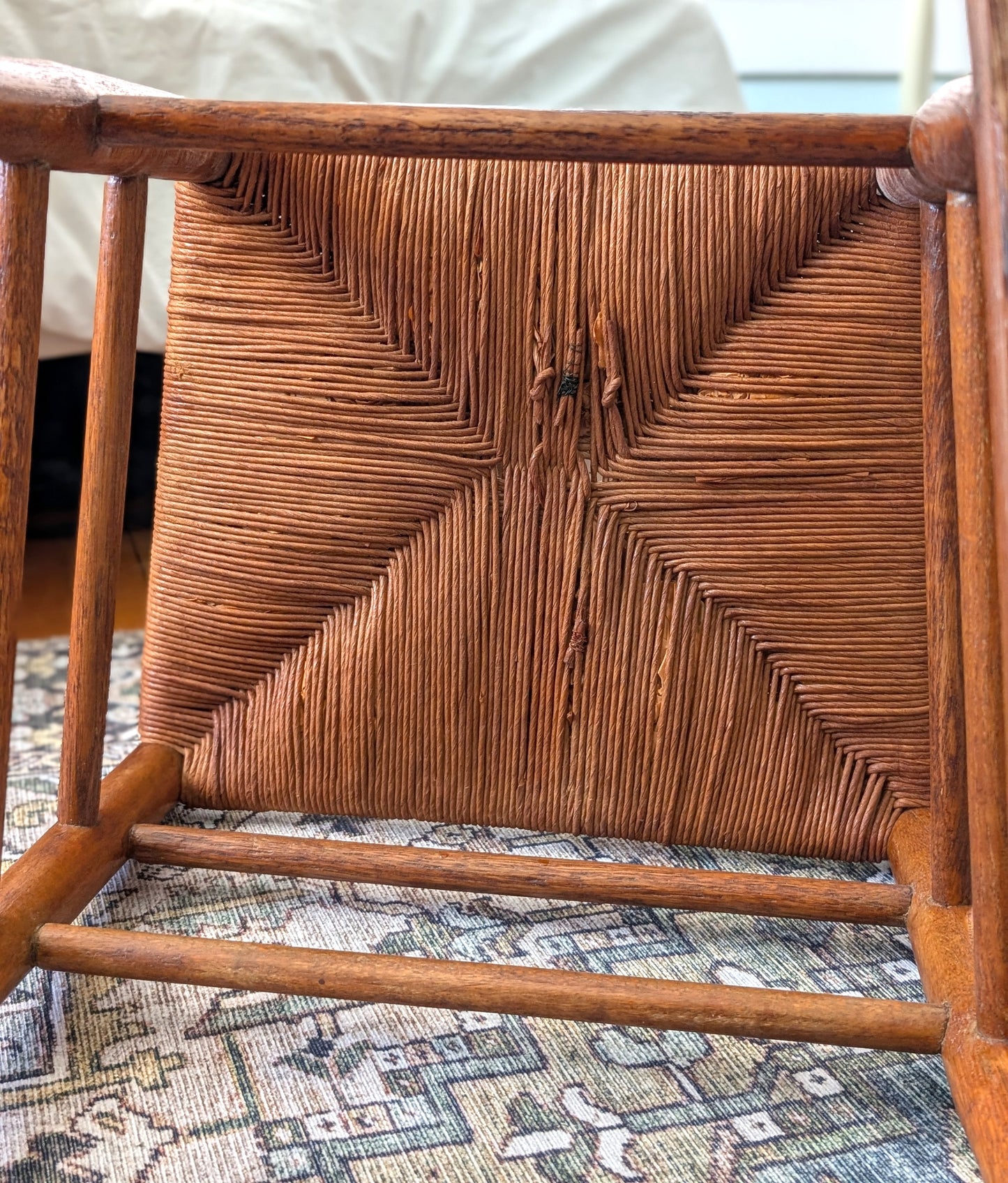 Antique Wood Rush Seat Rocking Chair